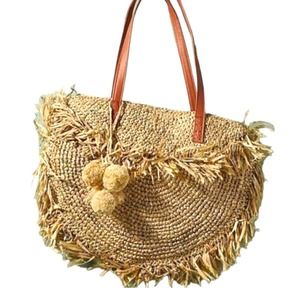 NWOT ANTHROPOLOGIE BEACHGOLD STRAW BAG